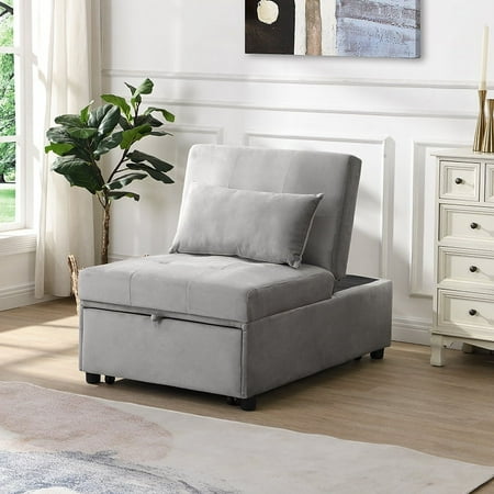 folding ottoman sofa bed grey product