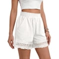 thumbnail image 3 of MOSHU High Waisted Shorts for Women Cotton Lounge Shorts Dressy Lace Trim Summer Beach Pants with Pockets, 3 of 8