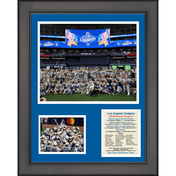 Framed Los Angeles Dodgers 2025 World Series Champions 11"x14" Baseball Three Photo Collage