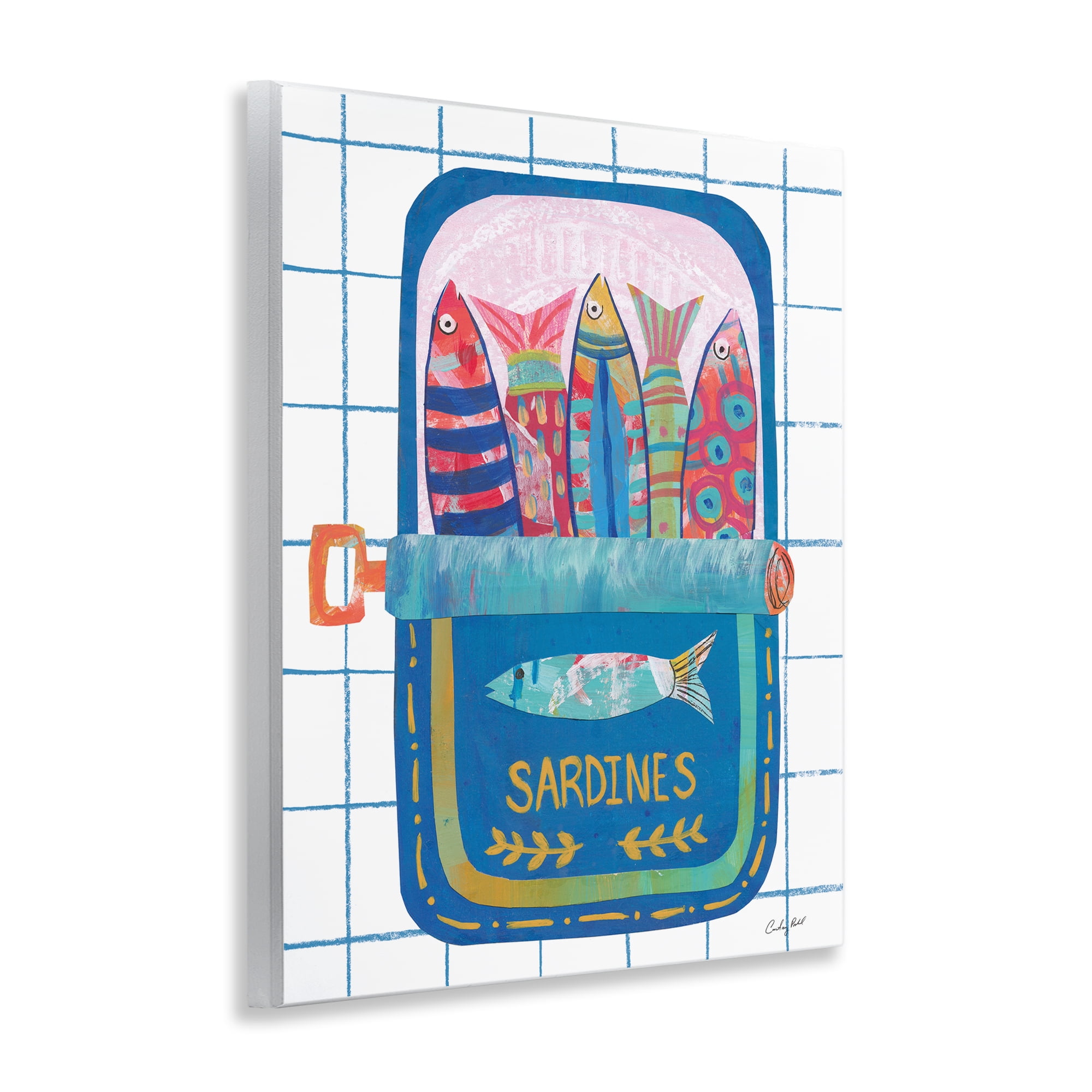 Stupell Industries Silly Sardines Blue Tin Wall Plaque Art, design by Courtney Prahl