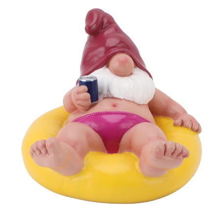 Pool Floater Gnome Statue, Resin Pool Party Relaxing Funny Garden Floating Gnome Figurine for Lawn Patio Yard Outdoor Decor