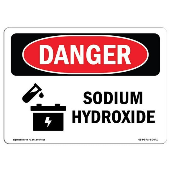 SignMission OS-DS-D-35-L-2041 OSHA Danger Sign - Sodium Hydroxide