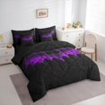 thumbnail image 3 of Homewish Gothic Purple Bat 7pcs Bedding Comforter Set for Teens Female Men,Bohemian Damask Queen Bedding Sets Super Cozy,Traditional Floral Flower Queen Sheet Sets,Super Cozy Room Decor,Reversible, 3 of 8