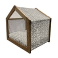 thumbnail image 2 of Leaves Pet House, Monochrome Abstract Nature Flourish Flowers Swirls and Curved Motifs Vintage, Outdoor & Indoor Portable Dog Kennel with Pillow and Cover, 5 Sizes, Cream Dark Taupe, by Ambesonne, 2 of 5