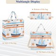 thumbnail image 6 of FORMRS Womens Corduroy Tote Bag Crossbody Shoulder Handbag with Pocket, Blue Nautical Pattern, 6 of 7