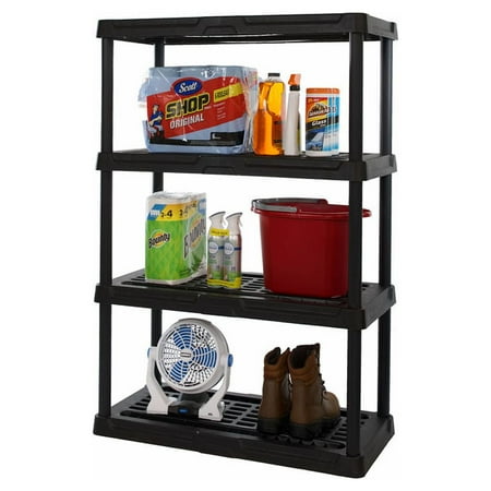 HART 4-Tier 18  x 36 x 53  Ventilated Plastic Storage Shelf Unit  600 lbs. Capacity  Black