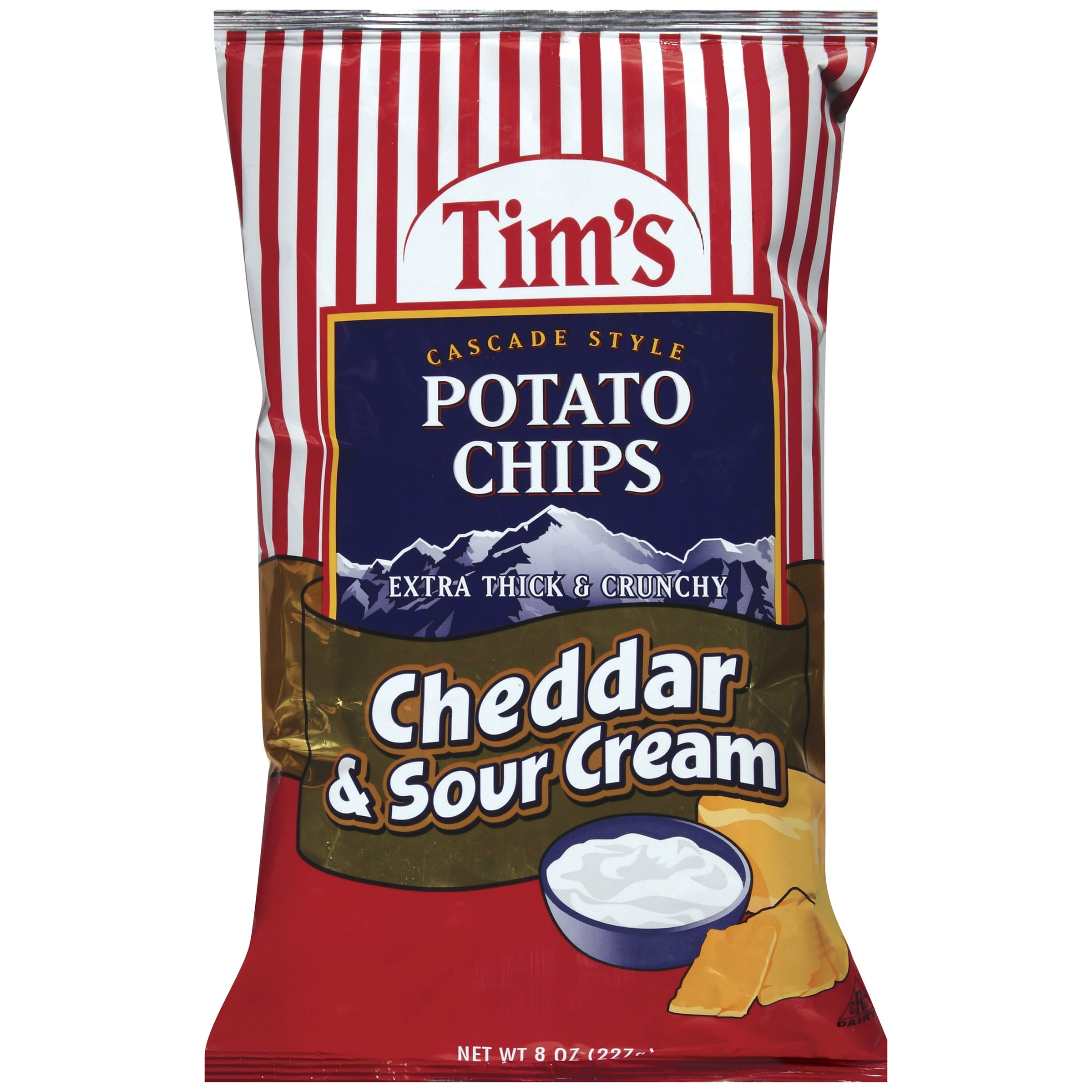 Tims Extra Thick & Crunchy Cheddar & Sour Cream Potato Chips 8 Oz