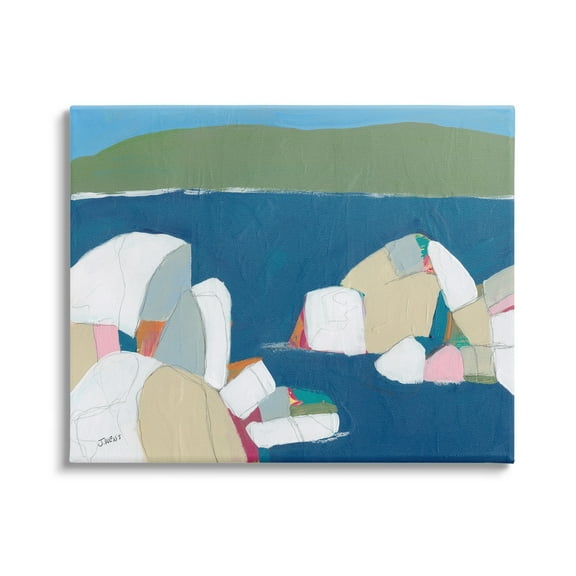 Stupell Industries Contemporary Ocean Rocks Coastal Painting Gallery Wrapped Canvas Print Wall Art