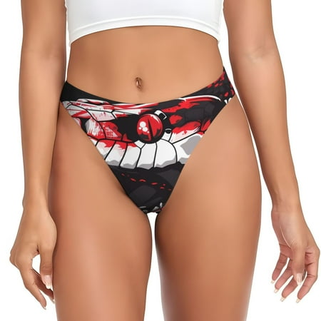 Qokaie Fierce Red Viper Graphic Art Printed Women s Cotton Thong Underwear  Sexy Breathable Panties G-string-3X-Large