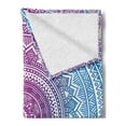 thumbnail image 2 of Blue and Pink Soft Flannel Fleece Throw Blanket, Ombre Mandala Floral Star Medallion Pattern Style Bohemian, Cozy Plush for Indoor and Outdoor Use, 70" x 90", Blue White and Violet, by Ambesonne, 2 of 5