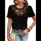 thumbnail image 1 of Blusas Tipo Túnica de Corta para Mujer, Estilo Informal, con Encaje Negro XXL, 1 of 9