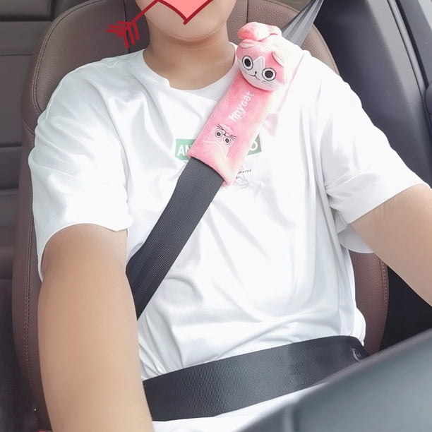 Protector para cinturón de seguridad de coche, 23 cm, bonita funda para correa de asiento de coche de dibujos animados, funda suave para cinturón de seguridad adaptada a la perfección