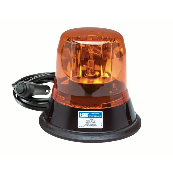 Ecco Electronic 5813A-MG Voyant de 6,6 Pouces de Diamètre; Balise; Support d'Aimant; Led/lentille Ambré; Mécanisme de Rotation à Courroie; 12 Volts C.c.