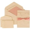 JAM Paper Wedding Invitation Combo Set, 1 Small & 1 Large, Ivory Card with Pink Lined Envelope and Falling Leaves Ribbon, 100/pack