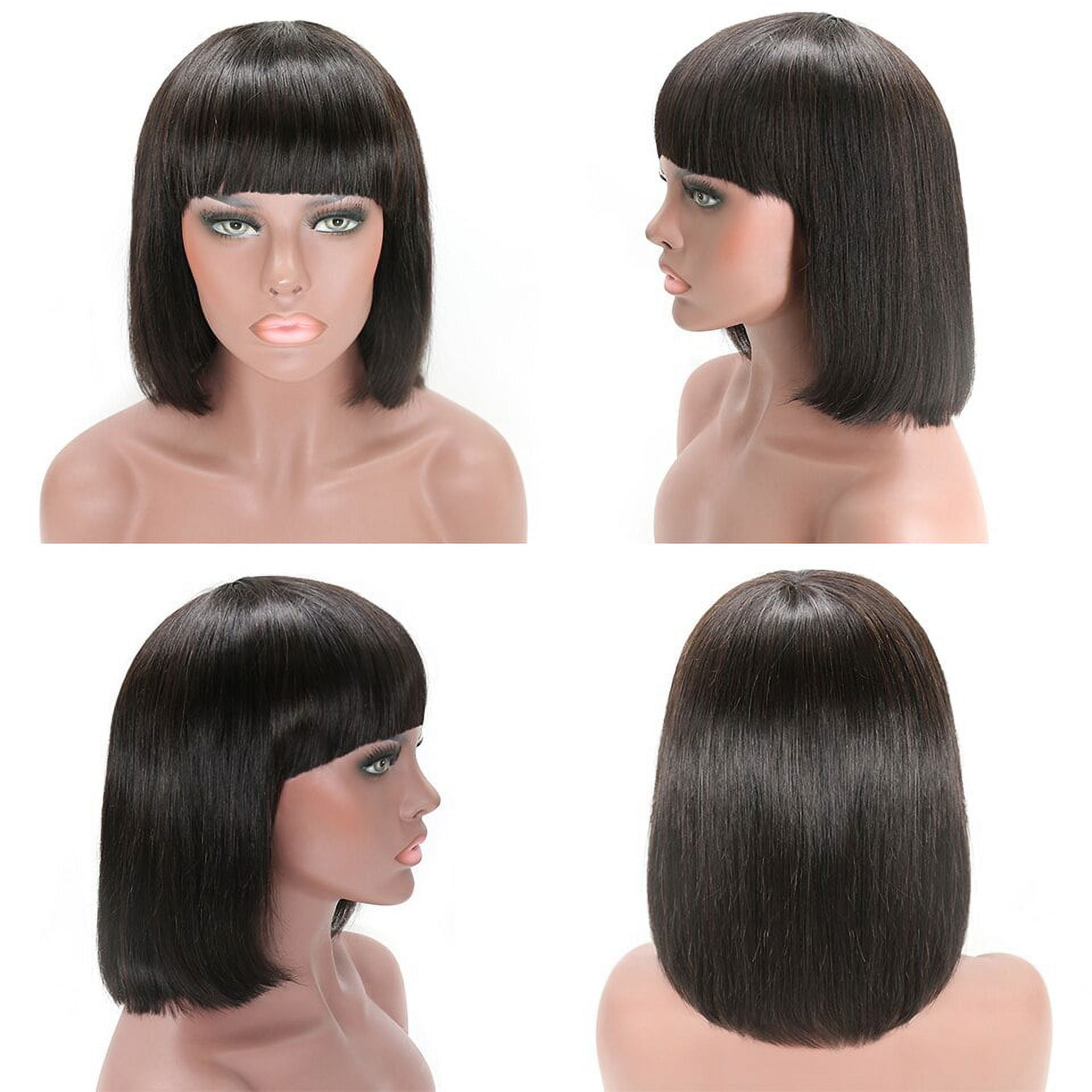 Fringe Wig Human Hair Short Bob Wig Straight Human Hair Wigs With Bangs Full Machine Made Wigs Human Hair Wigs