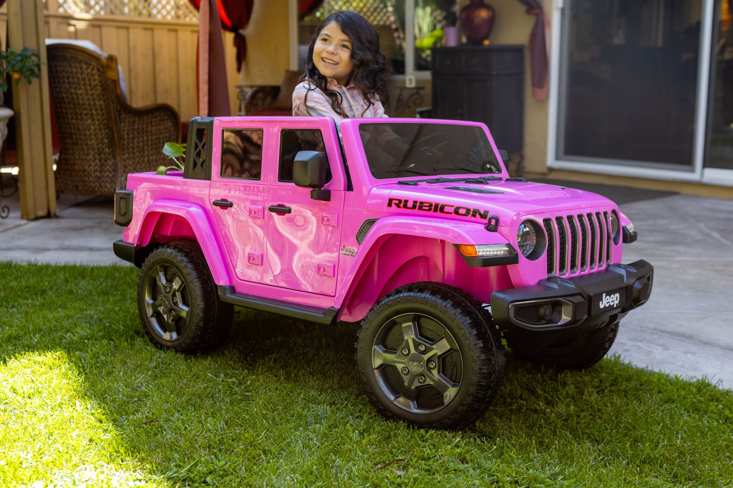 12V Jeep Gladiator Rubicon Battery Powered Ride-on by Hyper Toys, 2-Seater, Pink, for a Child Ages 3-8, Max Speed 5 mph