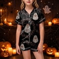 thumbnail image 2 of 8-9 Years Tween Halloween Pajama Set Long Sleeve Pants Sleepwear Outfits Pajamas Set For Girls Girls Matching Pajama Sets With Prints, 2 of 6