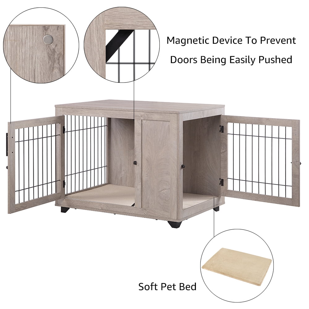 Buy Unipaws Furniture Style Dog Crate, Wooden Wire Pet Kennels with