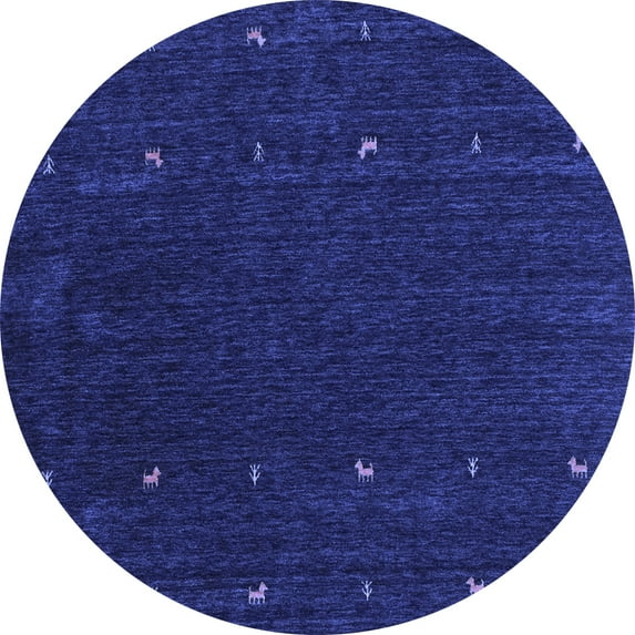 Ahgly Company Machine Washable Indoor Round Abstract Blue Contemporary Area Rugs, 5' Round