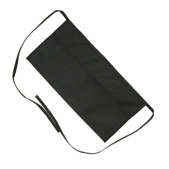 Pretyzoom money apron for cash Half Apron Polyester Black Three Pockets Comfortable Fit 1Pcs