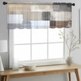 thumbnail image 2 of Modern Brown Beige Valance Curtains for Kitchen/Living Room/Bathroom/Bedroom Window, Rod Pocket Small Topper Half Short Window Curtains Voile Sheer Scarf, Grey White Color Blocks 54"x18", 2 of 8