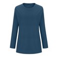thumbnail image 4 of Antinious Womens T Shirts Solid Long Sleeve Crew Neck Basic Tee,Sweatshirt for Women,Going Out Tops for Women,Navy,XXL, 4 of 5