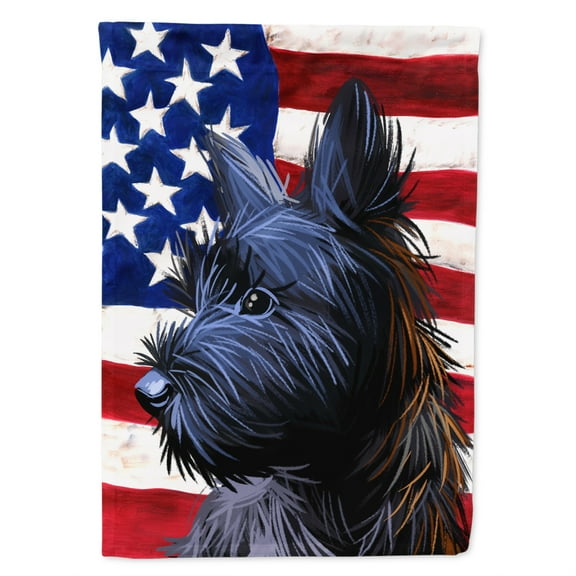 Skye Terrier Dog American Flag Garden Flag