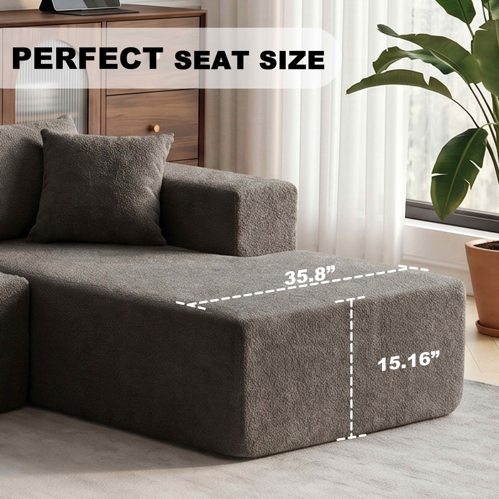 MAYEERTY 104" Cloud Sectional Couch with L-Shape Chaise, Modern Modular Sofa with Deep Seat, Upholstered Couches with Back Cushion for Living Room Bedroom, No Assembly Required