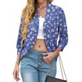 thumbnail image 6 of PINKSIR Women's 3/4 Sleeve Shrug Open Front Cropped Fashion Knit Bolero Casual Sweater Cardigan FP-Blue Flower S, 6 of 6