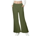 thumbnail image 2 of BAnala Wide Leg Pants for Girls Girls Uniform Pants Kids Dress Pants High Stretchy with Pockets Green,7-8 Years, 2 of 4