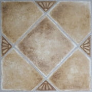 Achim Tivoli Self Adhesive Vinyl Floor Tile - 45 Tiles/45 Sq. ft., 12 x 12, Beige Clay Diamond with Accents