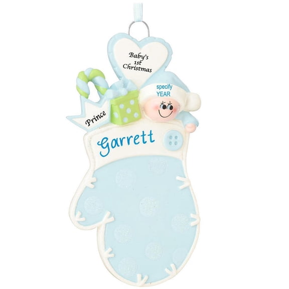 Baby Mitten Blue Personalized Christmas Ornament , Baby Christmas Ornament, Christmas Decoration for Tree, Christmas Tree Ornament
