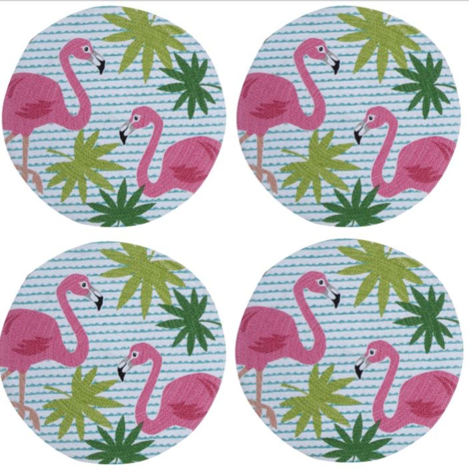 Square Dining Table Place Mats Set of 4 MNSRUU Pink American Or Caribbean Flamingo Exotic Birds Set Abstract Background Vector Illustration Placemats Easy to Clean Durable Non-Slip Kitchen Table Ma