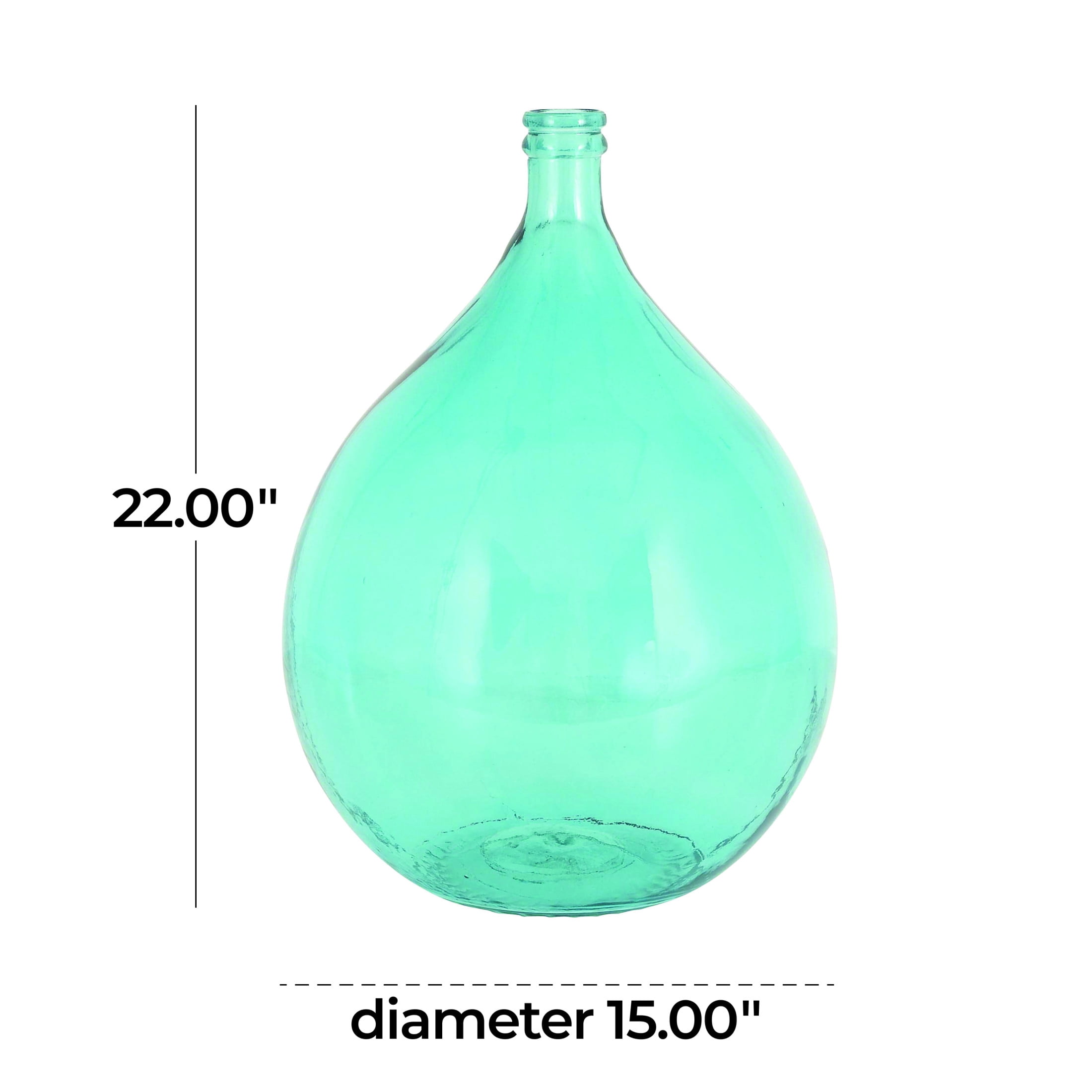 DecMode 22" Handmade Spanish Bottle Neck Teal Glass Vase