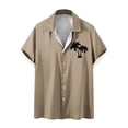 thumbnail image 2 of Drppepioner Chemises à Manches Courtes pour Hommes, Mode Confortable, Chemise à Manches Courtes Imprimée, Col Rabattu, Chemise d'Été Extensible Non Rentrée, Kaki, 2 of 4
