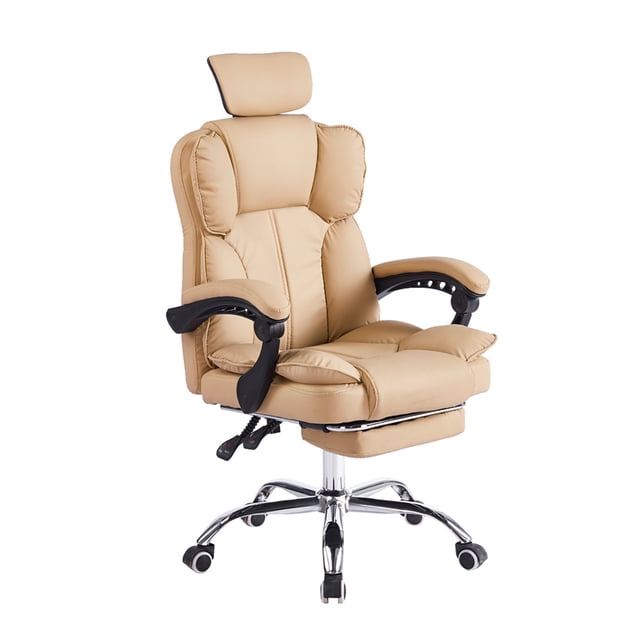 Ilios Innova | Silla Ejecutiva Ergonómica Beige con Cabecera y Soporte Lumbar, Altura Ajustable, Base Cromada con Ruedas, Diseño Moderno para Oficina