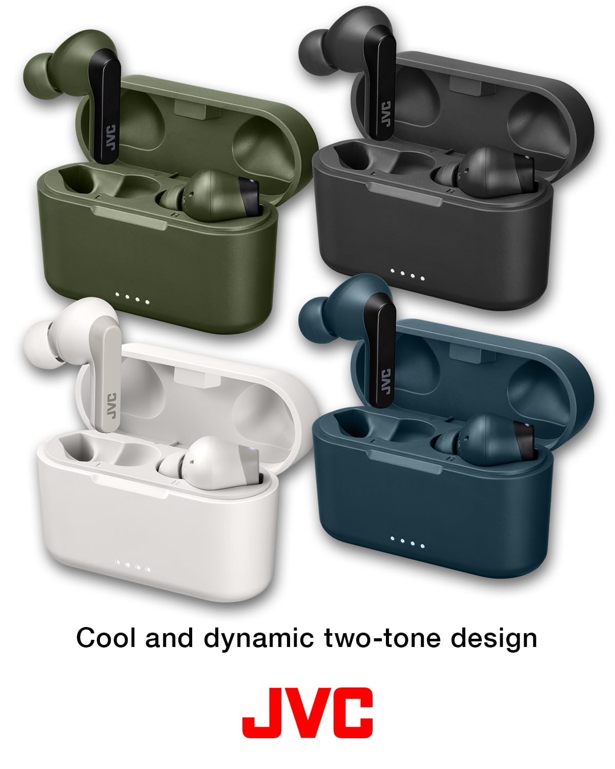 JVC RIPTIDZ True Wireless Headphones with Touch Sensor Operation, Single Ear use, IPX5, Bluetooth 5.1, Long Battery Life with Charging Case (up to 30 Hours) - HAA9TW (White)