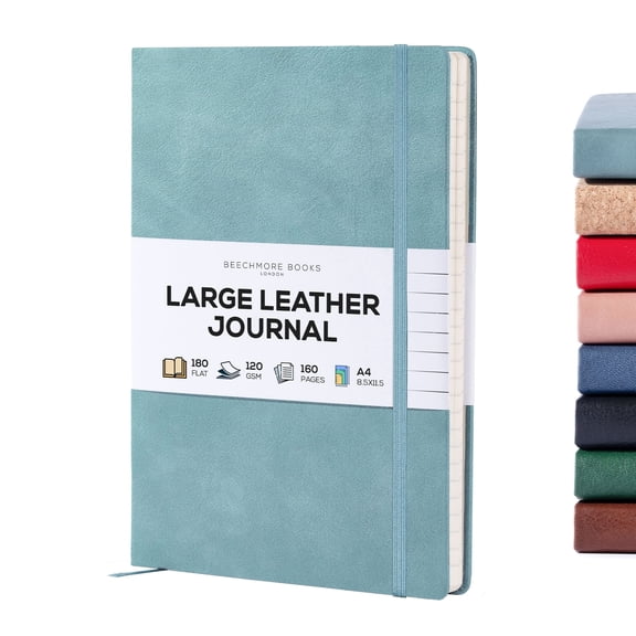 BEECHMORE BOOKS Lined Journal Notebook, 8.5 x 11.5 inch, A4 160 Lined Pages, Hardcover Leather Journals for Women, Men, Writing and Notebooks for Work - 120 GSM Thick Paper, Gifts Box Included