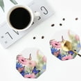 thumbnail image 4 of Honeii Butterfly And Flowers Print Leather Coaster Set of 4, Ideal for Safeguarding Your Furniture from Drinks Spills and Effortless Cleanup-Octagon, 4 of 6