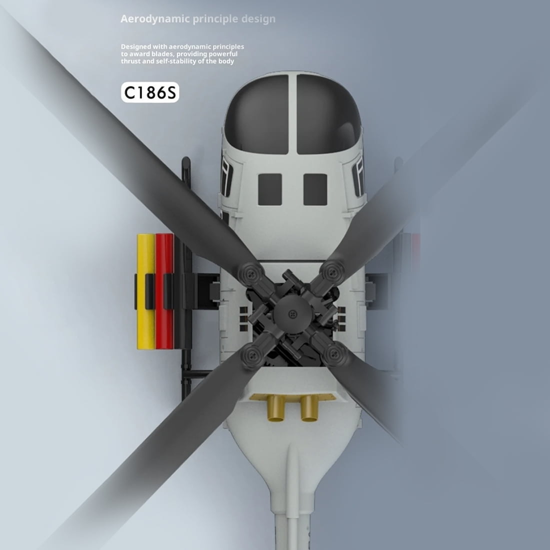 RC-ERA C186S BO105 RC Helicopter 6CH Brushless 2.4GHz Remote Control Aircraft with Optical Flow Positioning, Altitude Hold, 6 Axis Gyro, One Key Takeoff Landing for Adults - 1 Battery