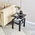 thumbnail image 3 of Tempered Black Glass Sofa Table, 2-Layers End Table with Storage, Living Room Side Table, 3 of 5
