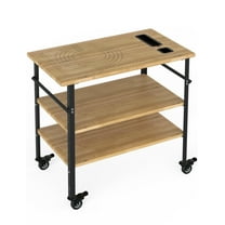 Riedhoff 33" 3-Tier Bamboo Outdoor Grill Cart, Bar Cart Food Prep Table Kitchen Prep