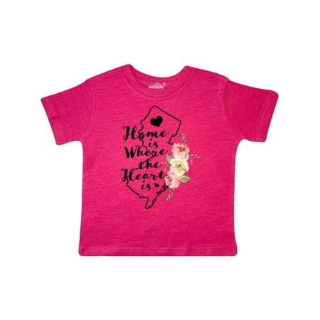 

Inktastic New Jersey Home is Where the Heart is with Watercolor Floral Gift Toddler Boy or Toddler Girl T-Shirt