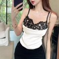 thumbnail image 1 of Retro Gyaru Womens Lace Patchwork Camisole Fashion Versatile Slim fit top, 1 of 4