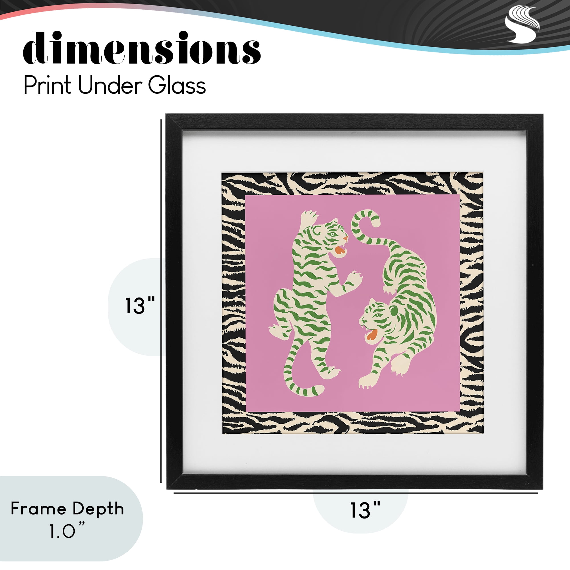 Stupell Industries Purple & Green Twin Tigers Black Framed Print Under Glass, design by Karolina Sato