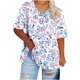 thumbnail image 4 of Puntoco Liquidación de blusas cortas para mujer Camisa básica estampada de manga corta con cuello en V y talla grande para mujer, 4 of 5