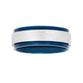 thumbnail image 4 of Mens Stainless Steel Blue IP Frozen Finish Wedding Band - Mens Ring, 4 of 5