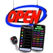GLI Led Open Sign for Business  Stand Out with 64 Super-Bright Color Combos to Match Your Brand, Programmable App  Neon Flash, or Scroll  15 x 32 inch