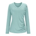 thumbnail image 6 of Vekome Womens Long Sleeve Tops Plus Size Shirts Slim V Neck Casual Tee Shirts Solid Color Pullover Tops Green XL, 6 of 8