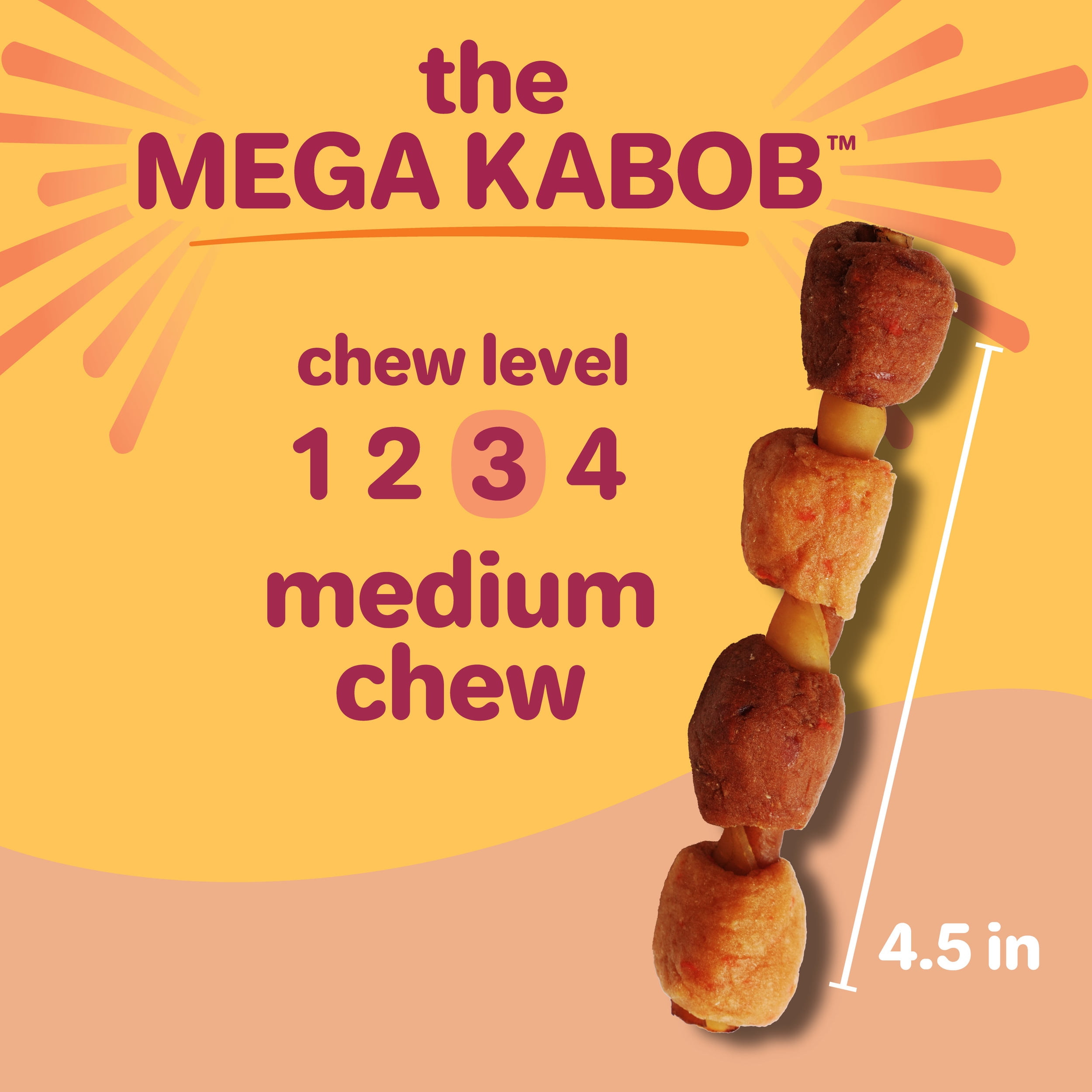 Hartz Oinkies MEGA Kabobs, Real Meaty Dog Chews with 100% Real Chicken, Duck, Carrot and Sweet Potato, 6.6 oz Bag, 8ct